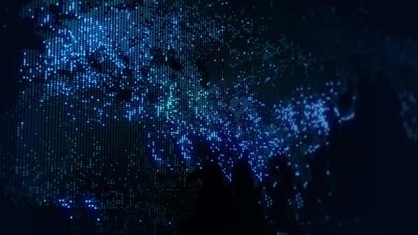 Pomalu Měnící Osvětlení Digitální Mapy Země Pohyblivá Kamera Světla Megalopolí — Stock video
