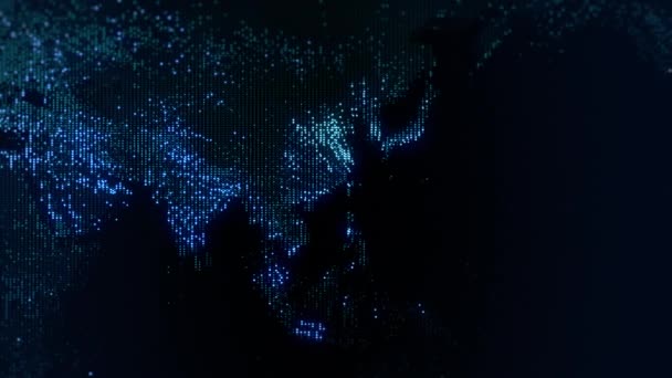 Медленно Меняющаяся Подсветка Цифровой Карты Земли Передвижная Камера Свет Мегаполисов — стоковое видео