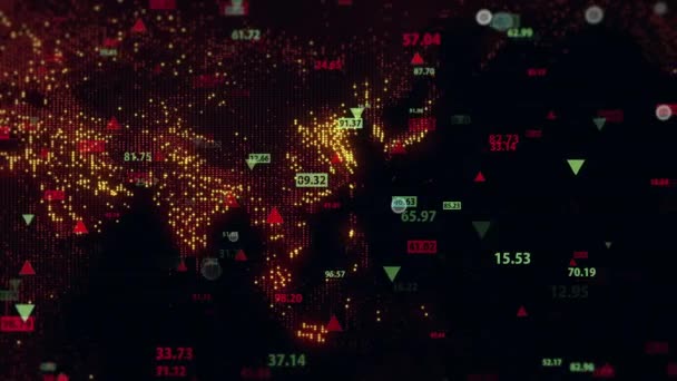Dünya Nın Dijital Haritasının Arka Planına Karşı Borsa Verilerini Değiştirmek — Stok video
