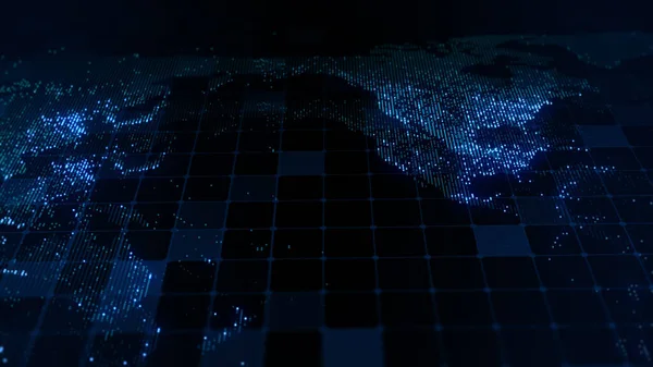 Dünya Nın Dijital Haritasının Boyutlu Görüntüsü Megacities Işıkları Yumuşak Bir — Stok fotoğraf