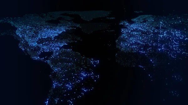 Renderização Mapa Digital Terra Luzes Das Megacidades Fundem Num Brilho — Fotografia de Stock