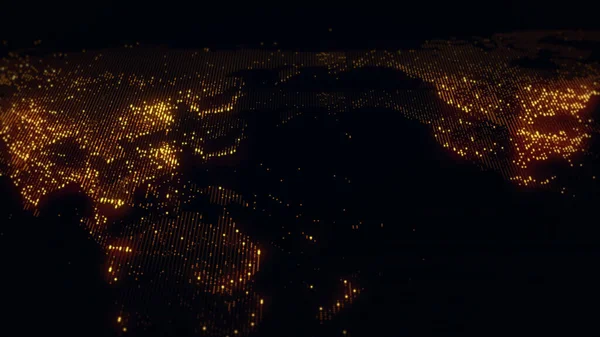 Рендеринг Цифровой Карты Земли Огни Мегаполисов Сливаются Мягкое Сияние Идеальный — стоковое фото