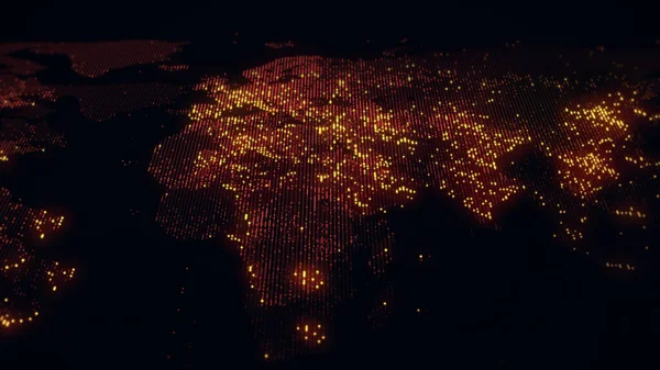 지구의 디지털 렌더링 대도시의 빛들이 부드럽게 비디오 그래픽 프로젝트에 — 스톡 사진