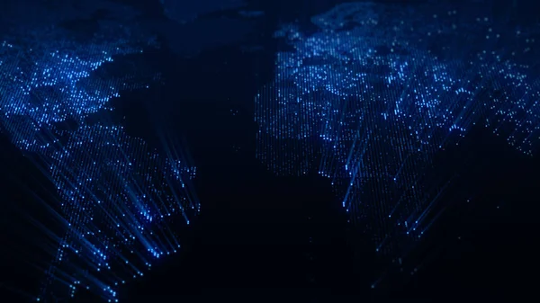 Gjengivelse Digitalt Kart Jorden Megastisitetslysene Smelter Sammen Myk Glød Perfekt – stockfoto
