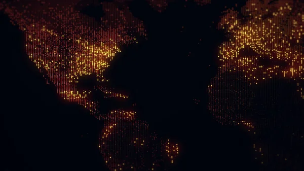 地球のデジタル地図の3Dレンダリング メガシティの光は柔らかい輝きの中で融合します ビデオ グラフィック プロジェクトに最適な背景 — ストック写真