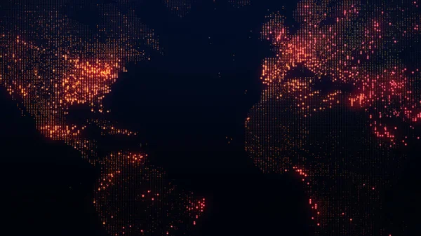 Renderowanie Cyfrowej Mapy Ziemi Światła Megamiast Łączą Się Miękki Blask — Zdjęcie stockowe