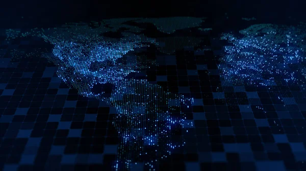Rendering Digital Map Earth Lights Megacities Merge Soft Glow Perfect Stock Photo