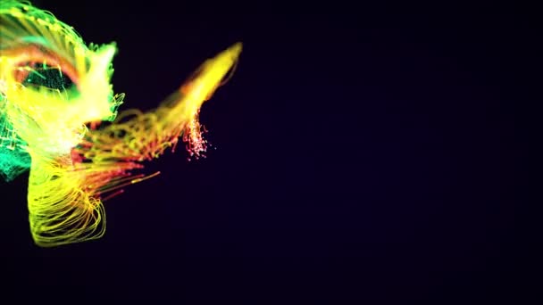 Красочные Абстрактные Стильные Частицы Система Сплетения Темном Фоне Подходит Оформления — стоковое видео