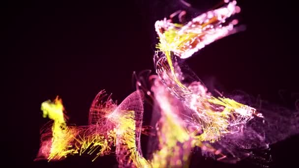 Bunte Abstrakte Stilvolle Partikel Und Plexussysteme Auf Dunklem Hintergrund Geeignet — Stockvideo