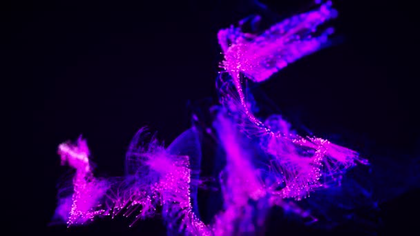 Koyu Arkaplanda Renkli Soyut Parçacık Pleksus Sistemi Neşeli Bir Atmosfer — Stok video