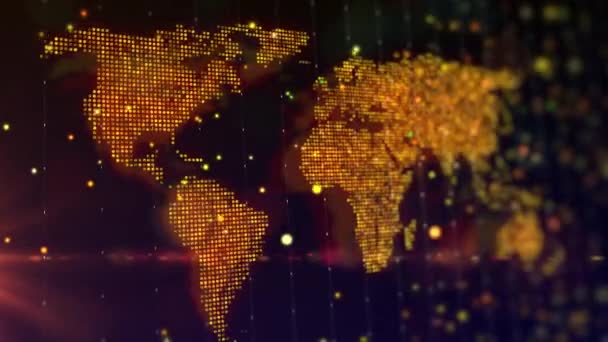 Mappa Digitale Del Mondo Sotto Forma Una Brillante Composizione Luminosa — Video Stock