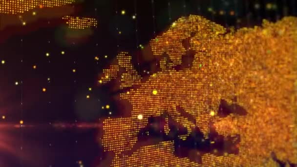 Digital Map Europe Form Bright Glowing Particle Composition Big Data — Vídeo de Stock