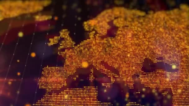 Digital Map Europe Form Bright Glowing Particle Composition Big Data — Stockvideo