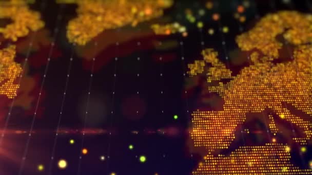 Digital Map Europe Form Bright Glowing Particle Composition Big Data — Stok video
