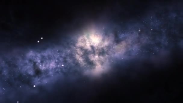 Яркая Галактика Состоящая Туманностей Звездных Скоплений Центральная Часть Галактики Ярким — стоковое видео
