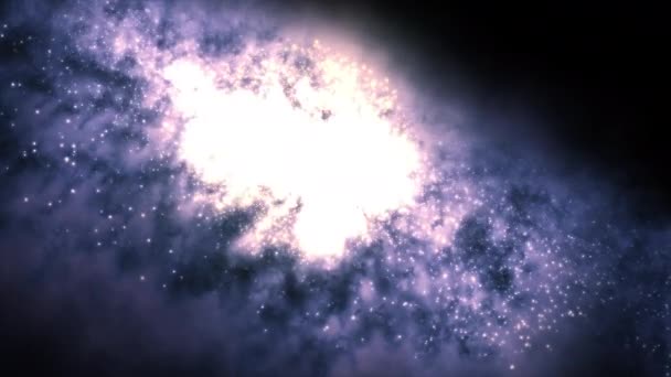Яркая Галактика Состоящая Туманностей Звездных Скоплений Центральная Часть Галактики Ярким — стоковое видео