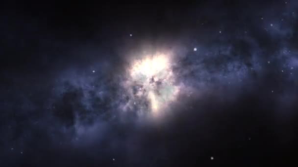 星雲と星団からなる明るい銀河 銀河の中心部は 巨大なエネルギーの明るい中心を持っています ループド — ストック動画