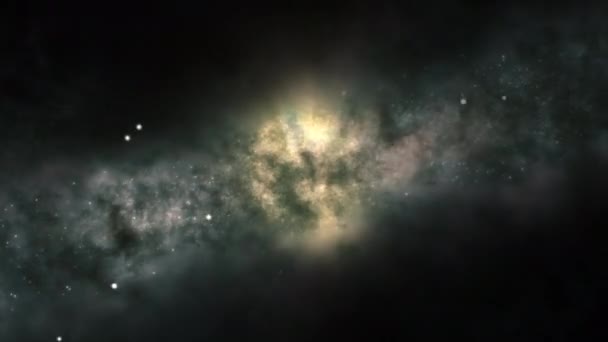 星雲と星団からなる明るい銀河 銀河の中心部は 巨大なエネルギーの明るい中心を持っています ループド — ストック動画