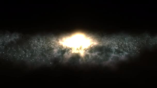 星雲と星団からなる明るい銀河 巨大なエネルギーの明るい中心を有する銀河の中心部 — ストック動画