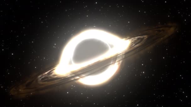 Buraco Negro Supermassivo Voa Primeiro Plano Contra Fundo Uma Galáxia — Vídeo de Stock