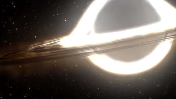超大质量的黑洞在银河系和星空的背景下在前方飞行 — 图库视频影像