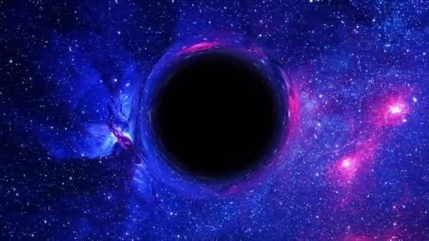Szupermasszív Fekete Lyuk Repül Előtérben Háttérben Egy Galaxis Csillagos — Stock videók