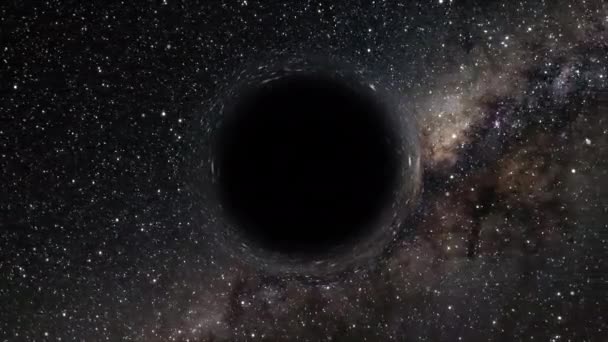 Süper Kütleli Kara Delik Planda Bir Galaksinin Arka Planında Yıldızlı — Stok video