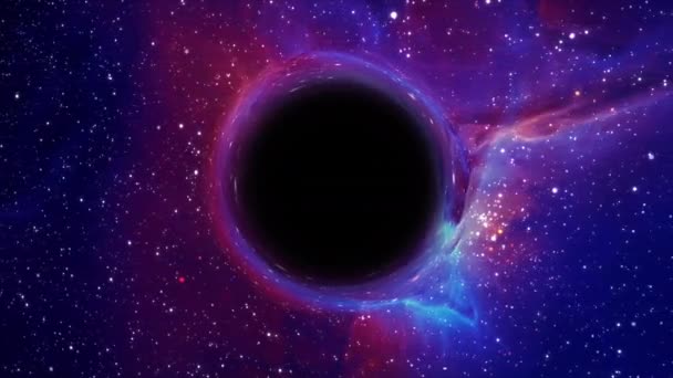 Сверхмассивная Черная Дыра Летает Переднем Плане Фоне Галактики Звездного Неба — стоковое видео