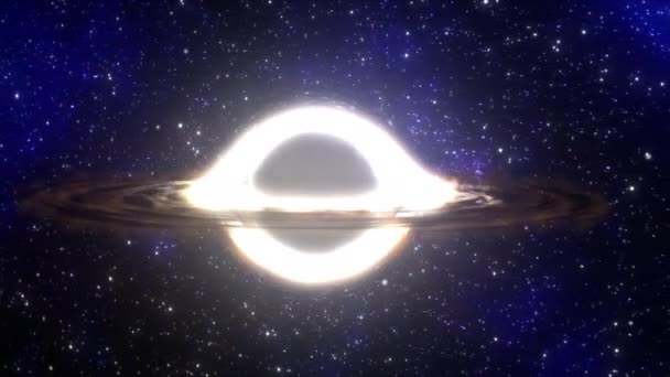 Agujero Negro Supermasivo Vuela Primer Plano Sobre Fondo Una Galaxia — Vídeos de Stock