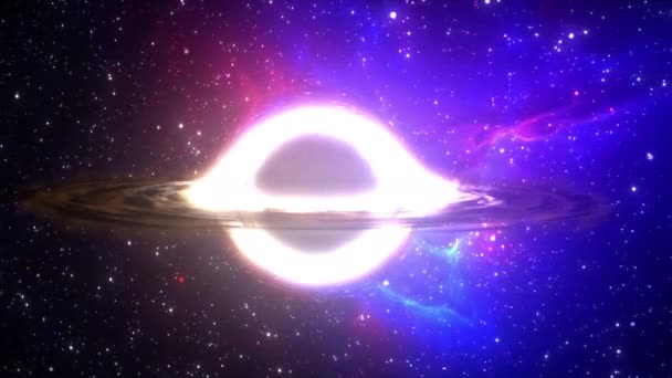 Supermassereiches Schwarzes Loch Fliegt Vordergrund Vor Dem Hintergrund Einer Galaxie — Stockvideo