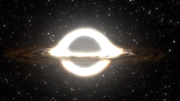 Gaură Neagră Supermasivă Zboară Prim Plan Fundalul Unei Galaxii Cer — Videoclip de stoc