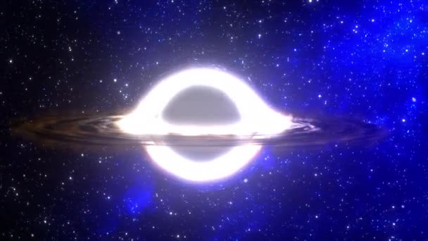 Supermassive Black Hole Flies Foreground Background Galaxy Starry Sky — Stock Video