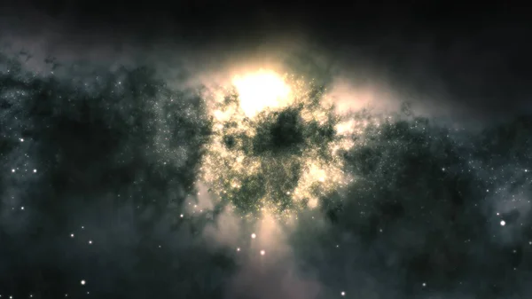 Тривимірне Відображення Яскравої Галактики Складається Туманностей Зоряних Скупчень Центральна Частина — стокове фото