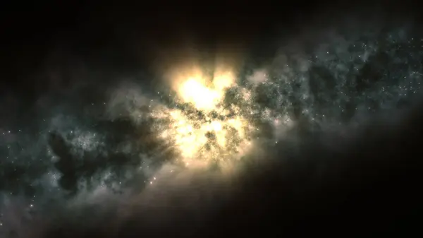 Рендеринг Яркой Галактики Состоящей Туманностей Звёздных Скоплений Центральная Часть Галактики — стоковое фото