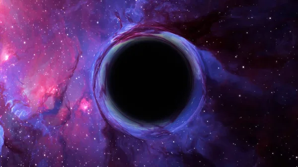 Rendering Supermassive Black Hole Foreground Galaxy Starry Sky Stock Photo