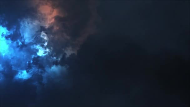 雷电放电和云层中的灯光效果 雷雨在明亮的闪电中闪耀 坏天气 — 图库视频影像