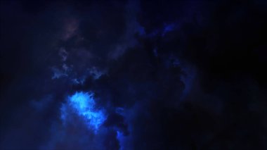 Yıldırımın 3 boyutlu yansıması ve bulutlardaki ışık efektleri. Parlak yıldırımlı gök gürültülü bulutlar. Kötü hava