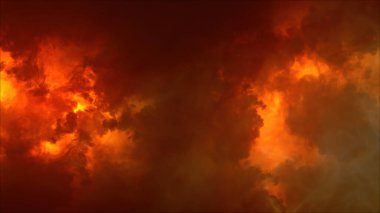 Yıldırımın 3 boyutlu yansıması ve bulutlardaki ışık efektleri. Parlak yıldırımlı gök gürültülü bulutlar. Kötü hava