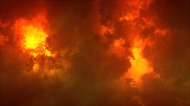 Yıldırımın 3 boyutlu yansıması ve bulutlardaki ışık efektleri. Parlak yıldırımlı gök gürültülü bulutlar. Kötü hava