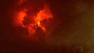 Yıldırımın 3 boyutlu yansıması ve bulutlardaki ışık efektleri. Parlak yıldırımlı gök gürültülü bulutlar. Kötü hava