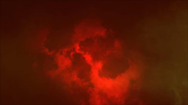 Yıldırımın 3 boyutlu yansıması ve bulutlardaki ışık efektleri. Parlak yıldırımlı gök gürültülü bulutlar. Kötü hava