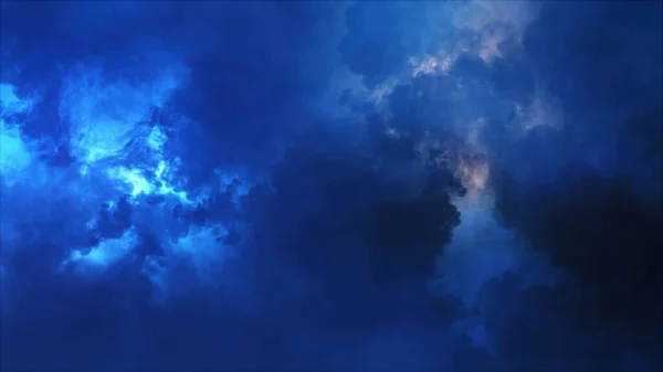 Representación Rayos Efectos Luz Las Nubes Nubes Truenos Con Destellos — Foto de Stock