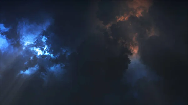 Weergave Van Blikseminslag Lichteffecten Wolken Donderwolken Met Felle Bliksemflitsen Slecht — Stockfoto