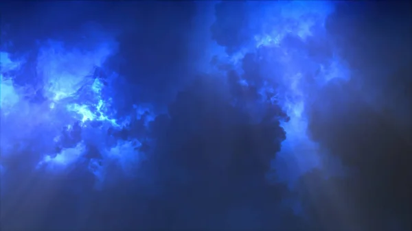 Renderowanie Uderzenia Pioruna Efekty Świetlne Chmurach Chmury Piorunów Jasnymi Błyskawicami — Zdjęcie stockowe