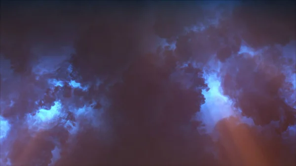 Representación Rayos Efectos Luz Las Nubes Nubes Truenos Con Destellos —  Fotos de Stock