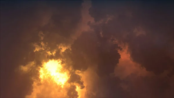3Dレンダリングによる雷撃と雲への光の影響 雷の明るいフラッシュでサンダークラウド 悪天候 — ストック写真