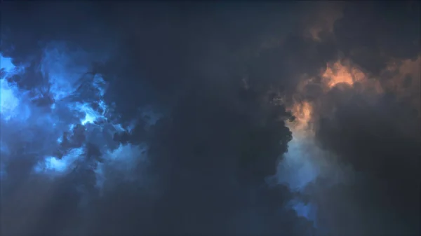 Renderelés Villámcsapás Fényhatások Felhők Mennydörgő Felhők Villámlásokkal Rossz Idő — Stock Fotó