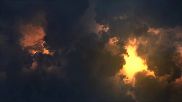 3Dレンダリングによる雷撃と雲への光の影響 雷の明るいフラッシュでサンダークラウド 悪天候 — ストック写真