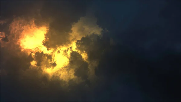 Weergave Van Blikseminslag Lichteffecten Wolken Donderwolken Met Felle Bliksemflitsen Slecht Stockfoto