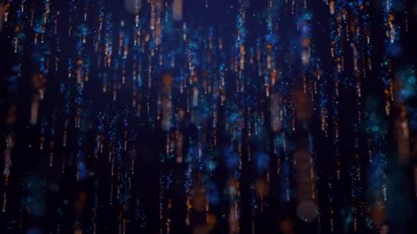 Helder Gekleurde Confetti Vorm Van Deeltjes Dalen Elegant Draaiend Lucht — Stockvideo